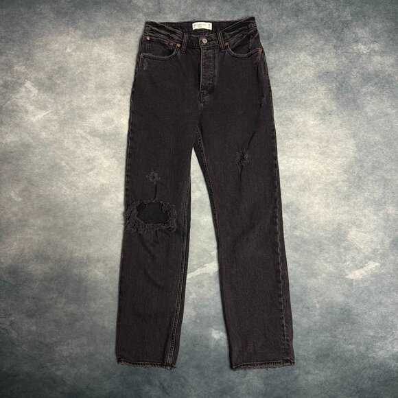 Abercrombie & Fitch Denim - Abercrombie & Fitch Womens Jeans The Dad High Rise Size 26/2 Black Distressed